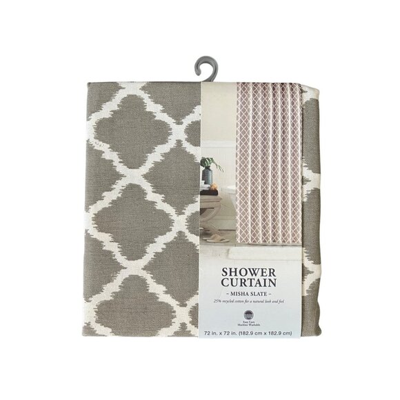 Misha Slate Diamond Pattern Shower Curtain - Picture 1 of 4